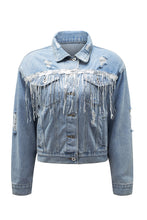 Load image into Gallery viewer, Fringe Denim Jacket
