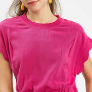 Scalloped Hem Linen Dress