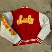 Kansas City Chiefs Leather Sleeved Varsity Jacket