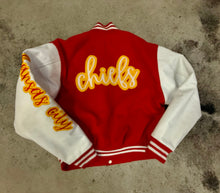 Load image into Gallery viewer, Kansas City Chiefs Leather Sleeved Varsity Jacket
