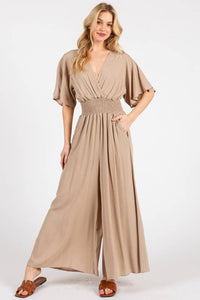 Heavy Gauze Smocked Waist Jumpsuit - VNJU16605F