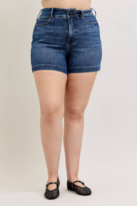 JUDY BLUE High Waisted Tummy Control Slim Short - PLUS
