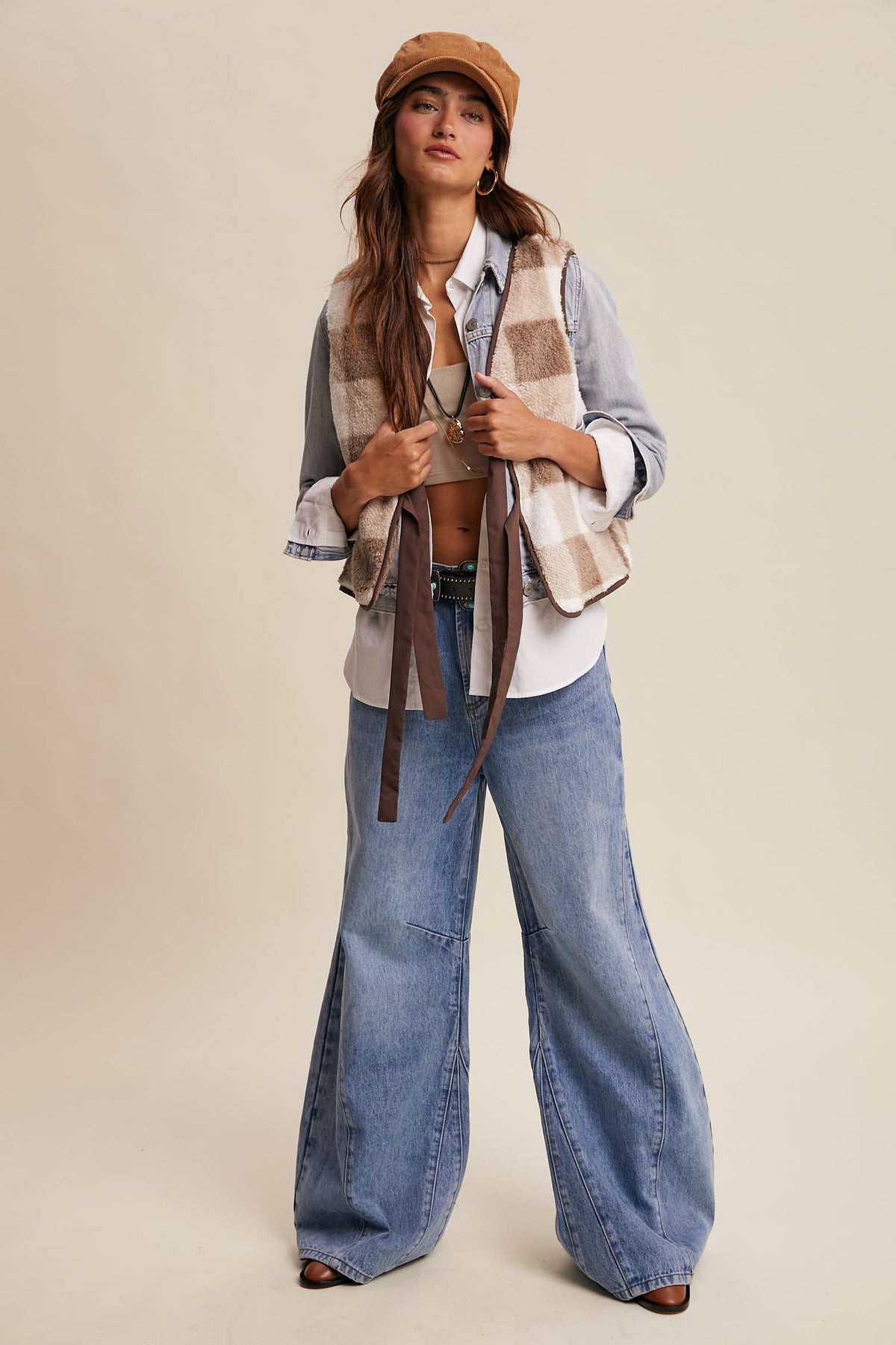 Reversible Tie-Front Fuzzy Vest