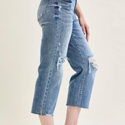 JUDY BLUE High Waisted w/ Destroy Crop Wide Leg