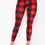 Women's Plaid Brushed Knit Leggings 5BP10082-PD