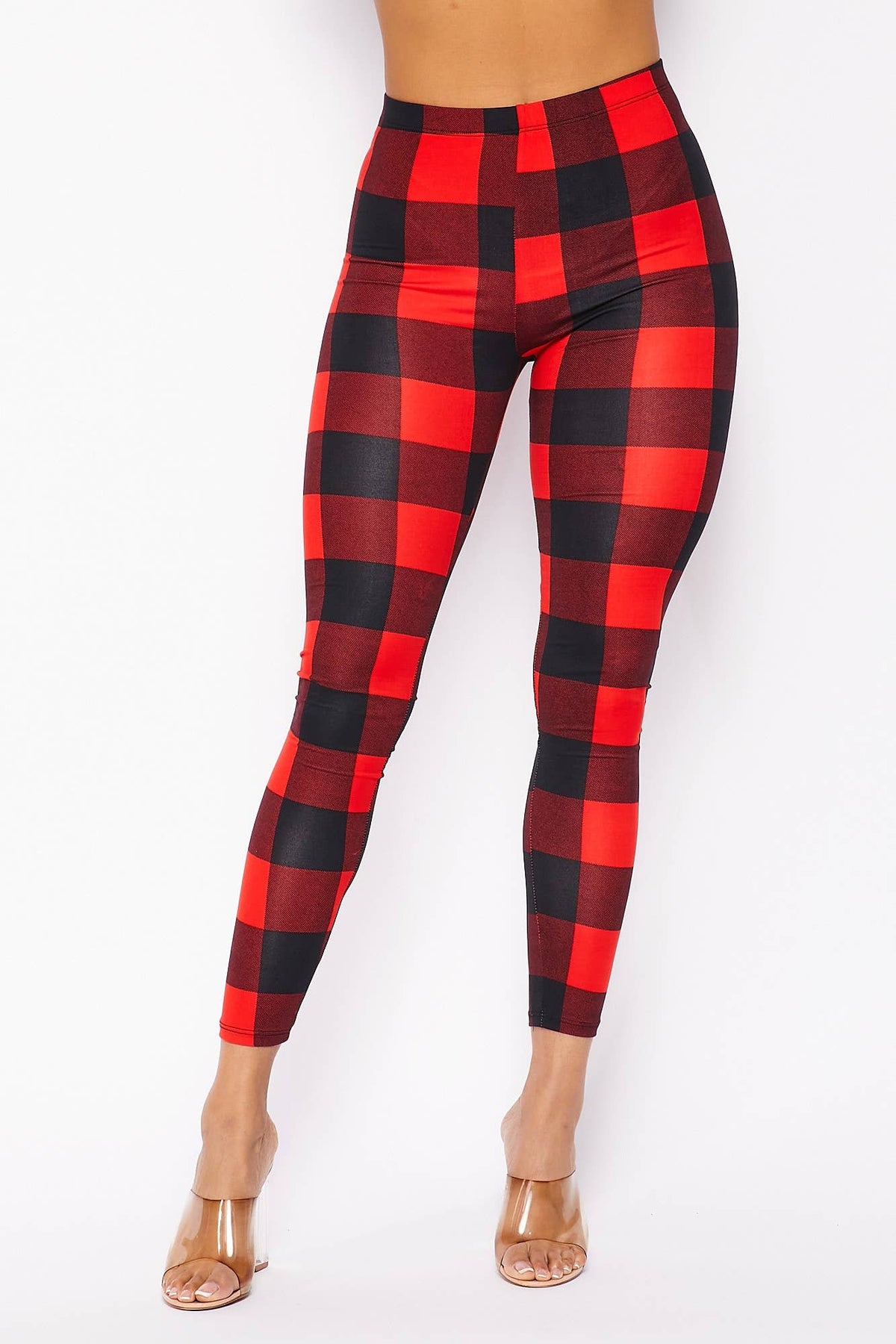 Women's Plaid Brushed Knit Leggings 5BP10082-PD