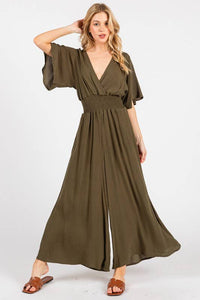 Heavy Gauze Smocked Waist Jumpsuit - VNJU16605F