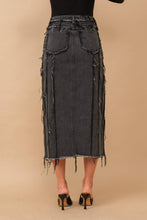 Load image into Gallery viewer, Distressed Seam Slit at Front Maxi Denim Skirt
