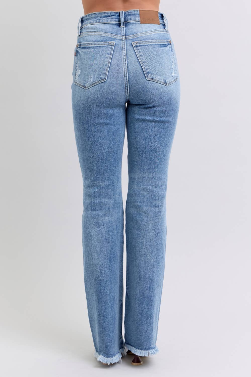 JUDY BLUE High Waisted Bootcut with Fray Hem