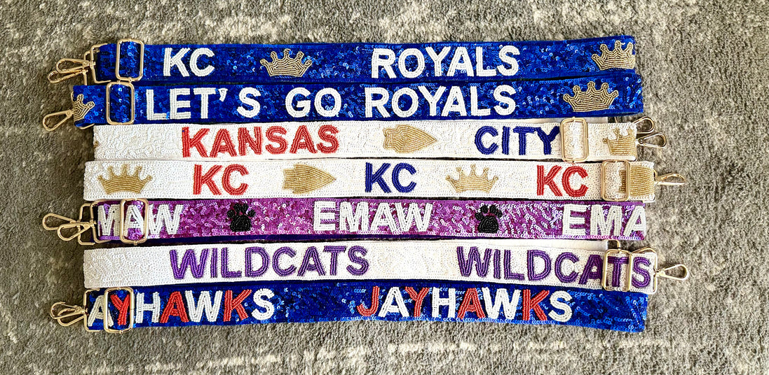 Kansas City Combo (Royals Chiefs) Adjustable Sequin and Bead Purse Strap