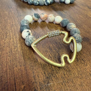 Bling Arrowhead Chunky Stone Stretch Bracelet: Pink Zebra Jasper