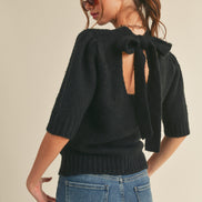 Short Sleeve Sweater with Mock Neck