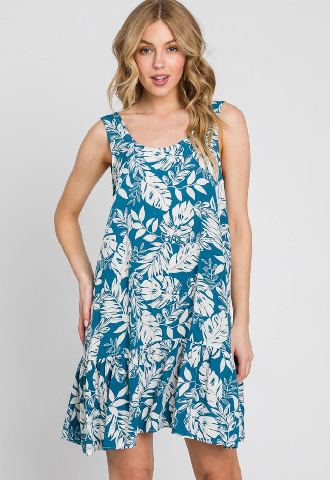 Ruffled Mini Dress w/Deep V Back