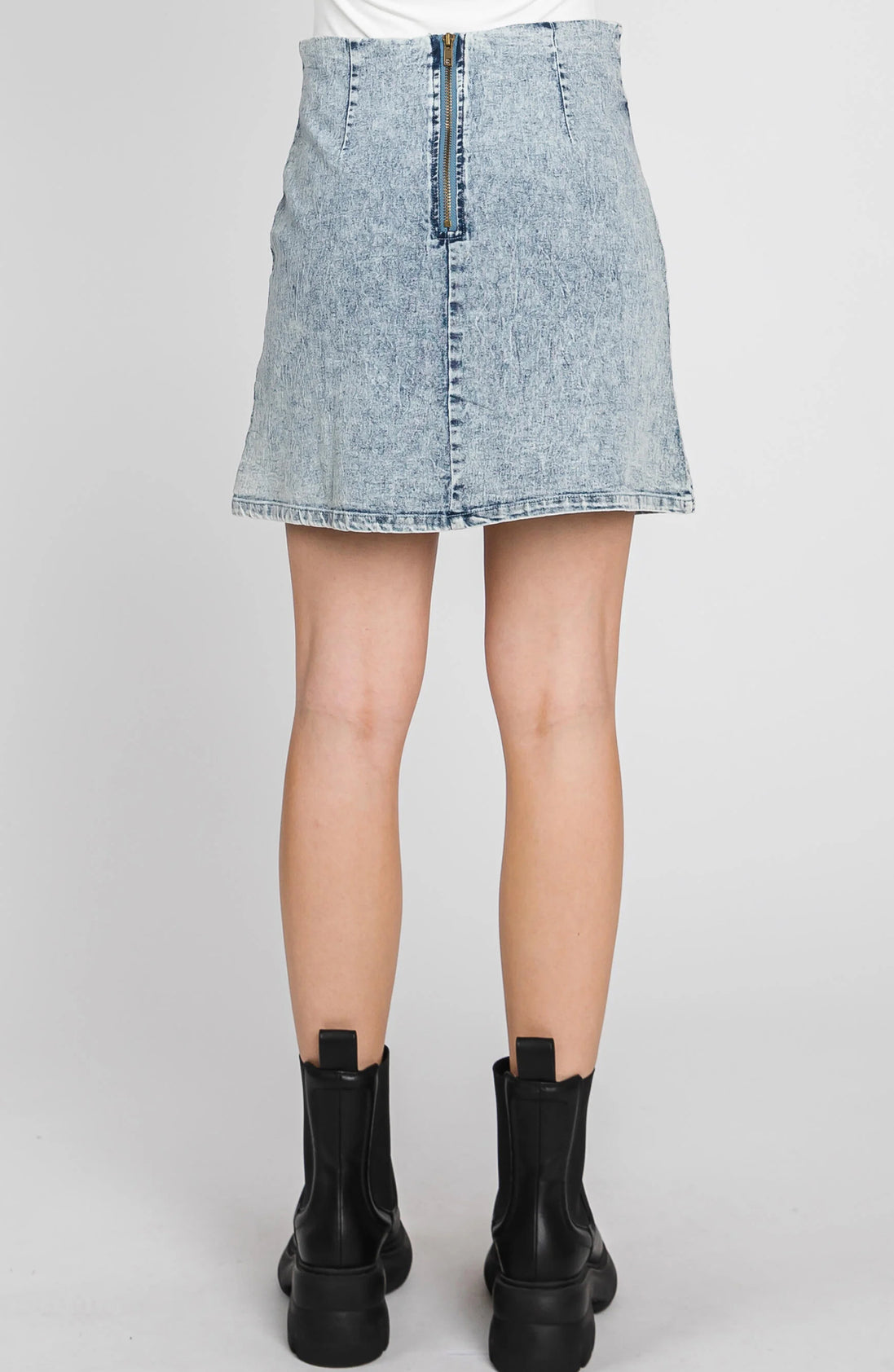 Denim Skirt with Side Slit