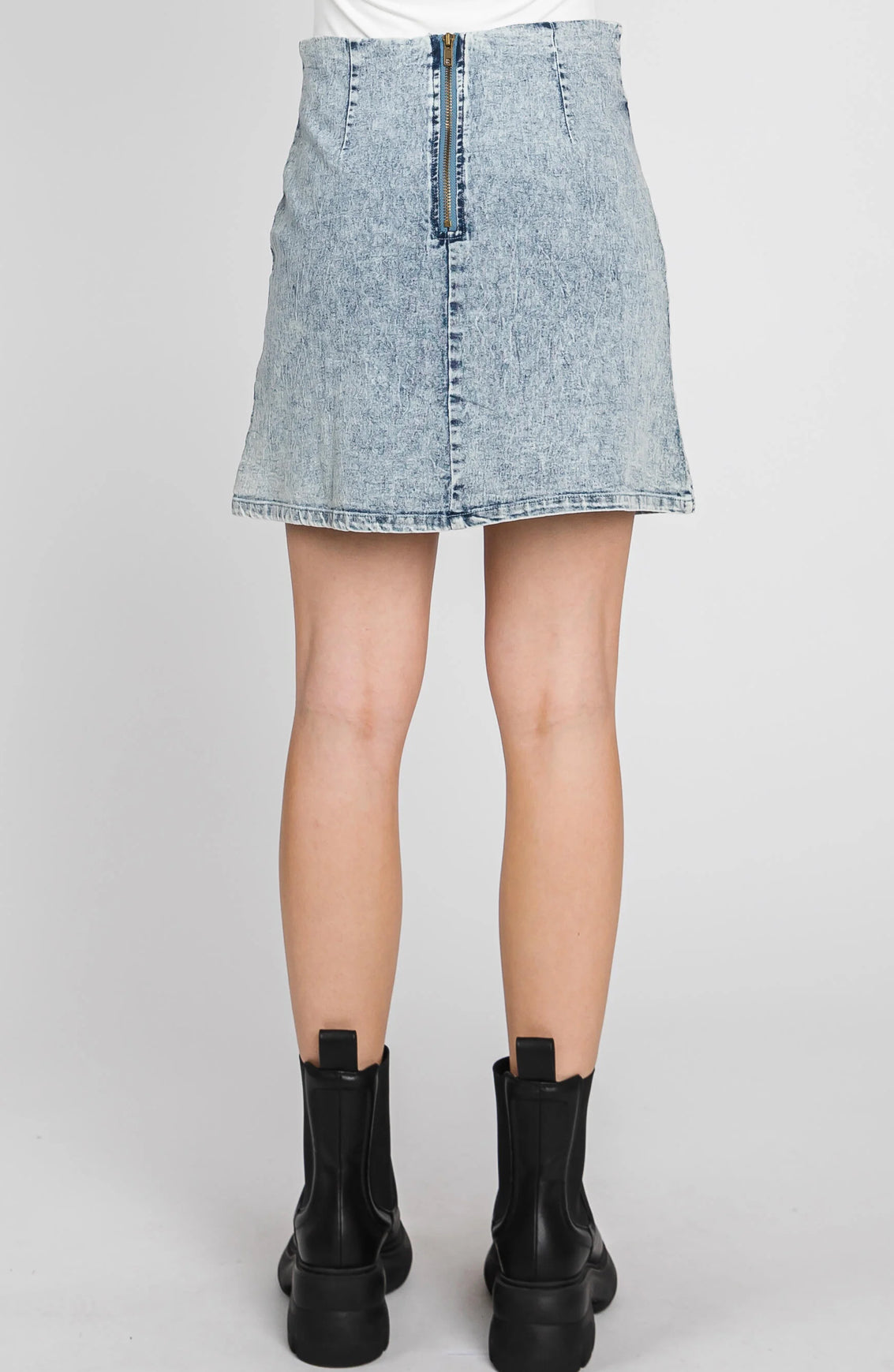 Denim Skirt with Side Slit