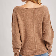 WIDE NECK OVERSIZED PULLOVER KNIT SWEATER