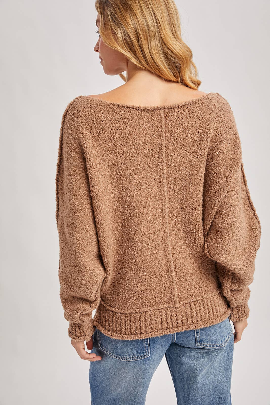 WIDE NECK OVERSIZED PULLOVER KNIT SWEATER