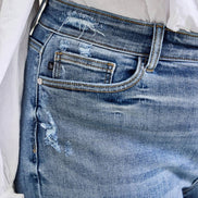JUDY BLUE High Waisted w/ Destroy Crop Wide Leg - PLUS
