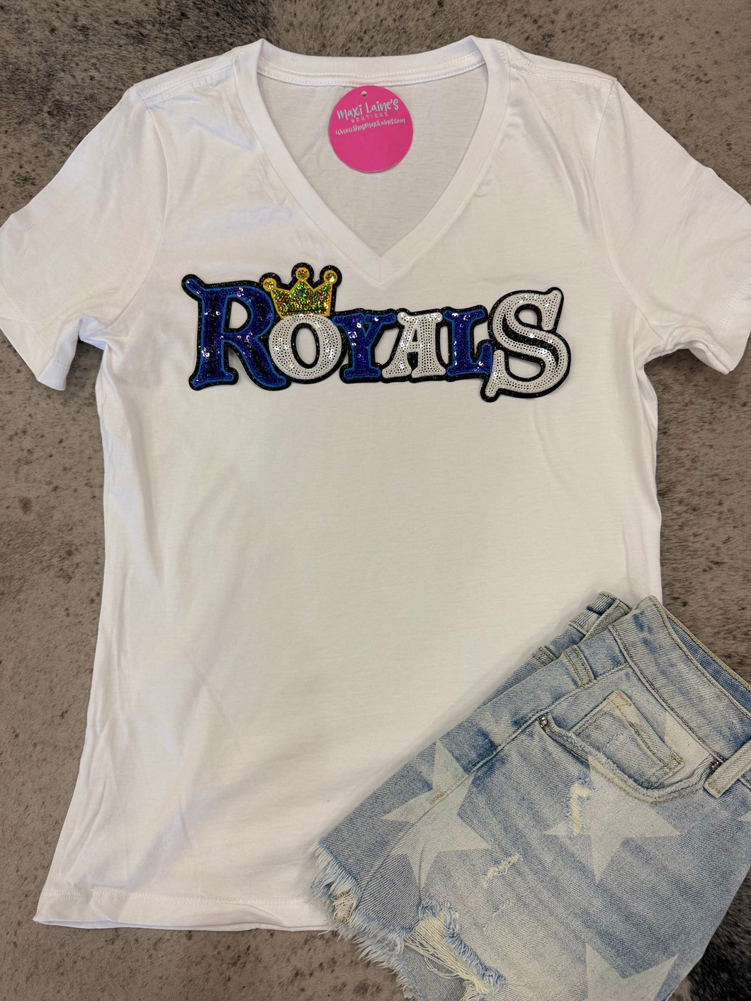 Royals V-Neck Tee w/Sequin Patch