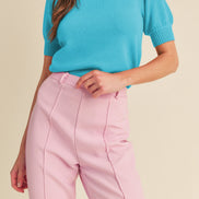 Short Sleeve Sweater with Puff Sleeve
