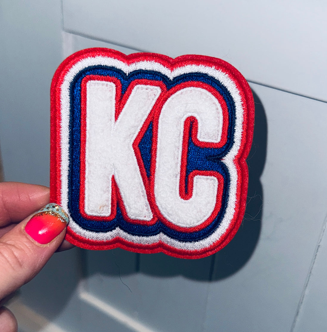 KC Red White and Blue Chenille Patch (3 inch)
