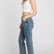 Tattered Hem Elastic Waist Jeans