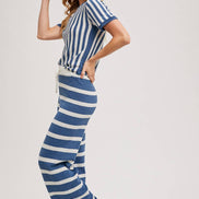 STRIPED KNIT SWEATER TOP AND BOTTOM SETS