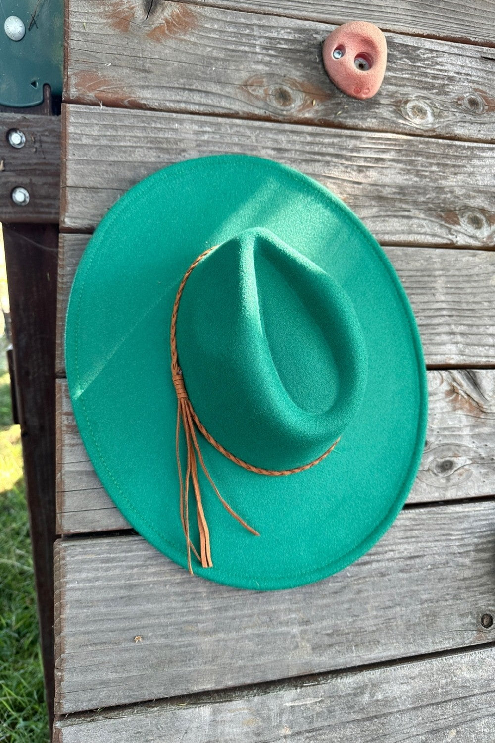 Wide Brim Felt Hat w/Braided Rope Band