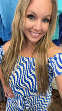 Load image into Gallery viewer, Plisse Off Shoulder Romper (Royal Blue)
