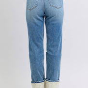JUDY BLUE High Waisted Shearling Cuff Straight