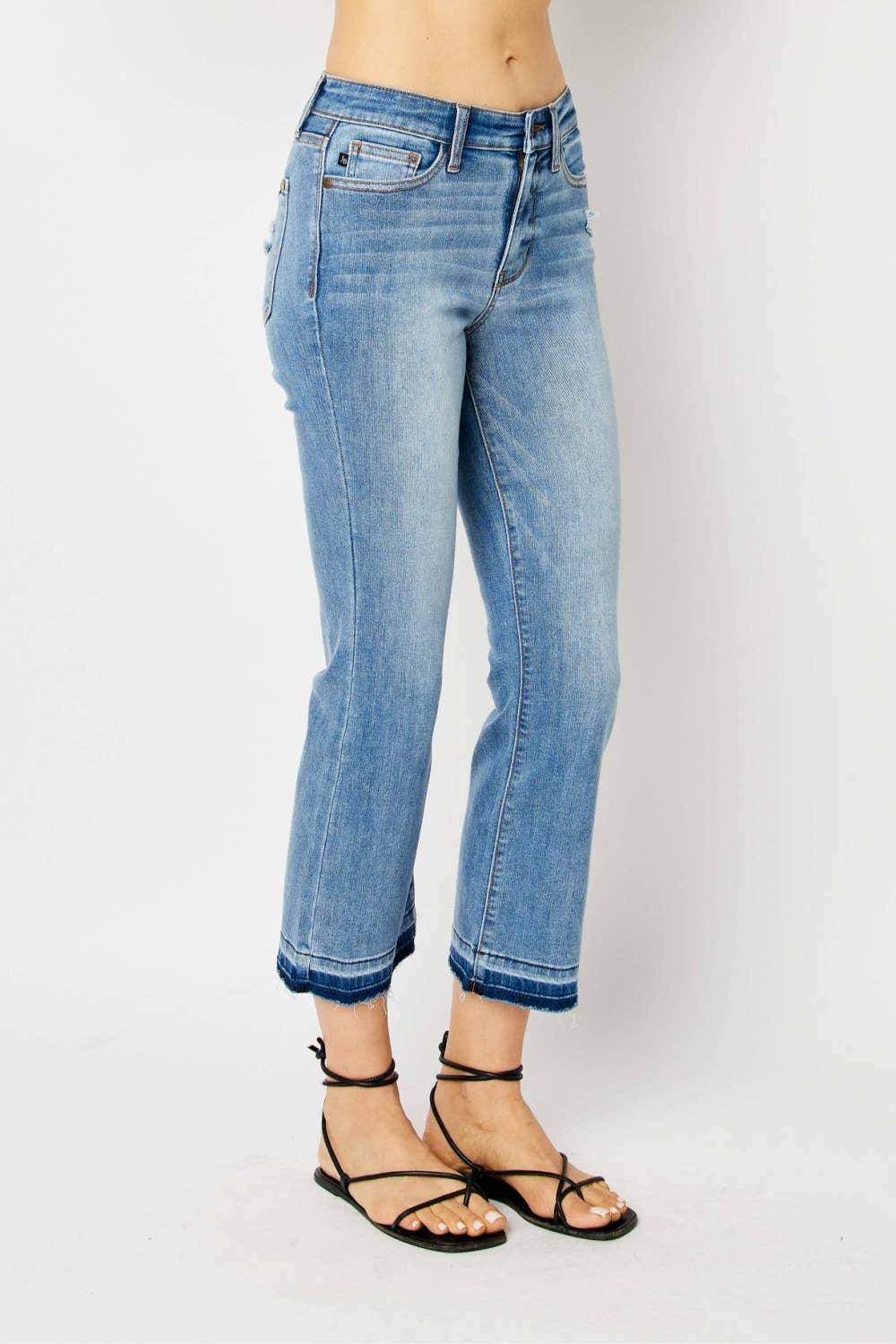 JUDY BLUE MidRise Release Hem Cropped Bootcut - PLUS