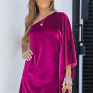 Velvet One Shoulder Dress
