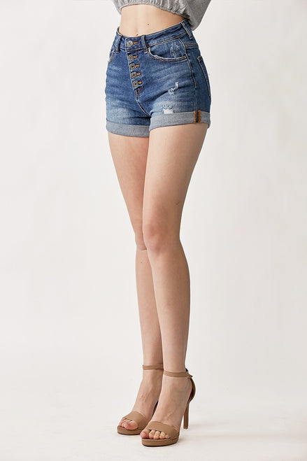 RISEN High Rise Button Fly Shorts