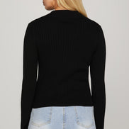 Ribbed Mock Neck Sweater Top