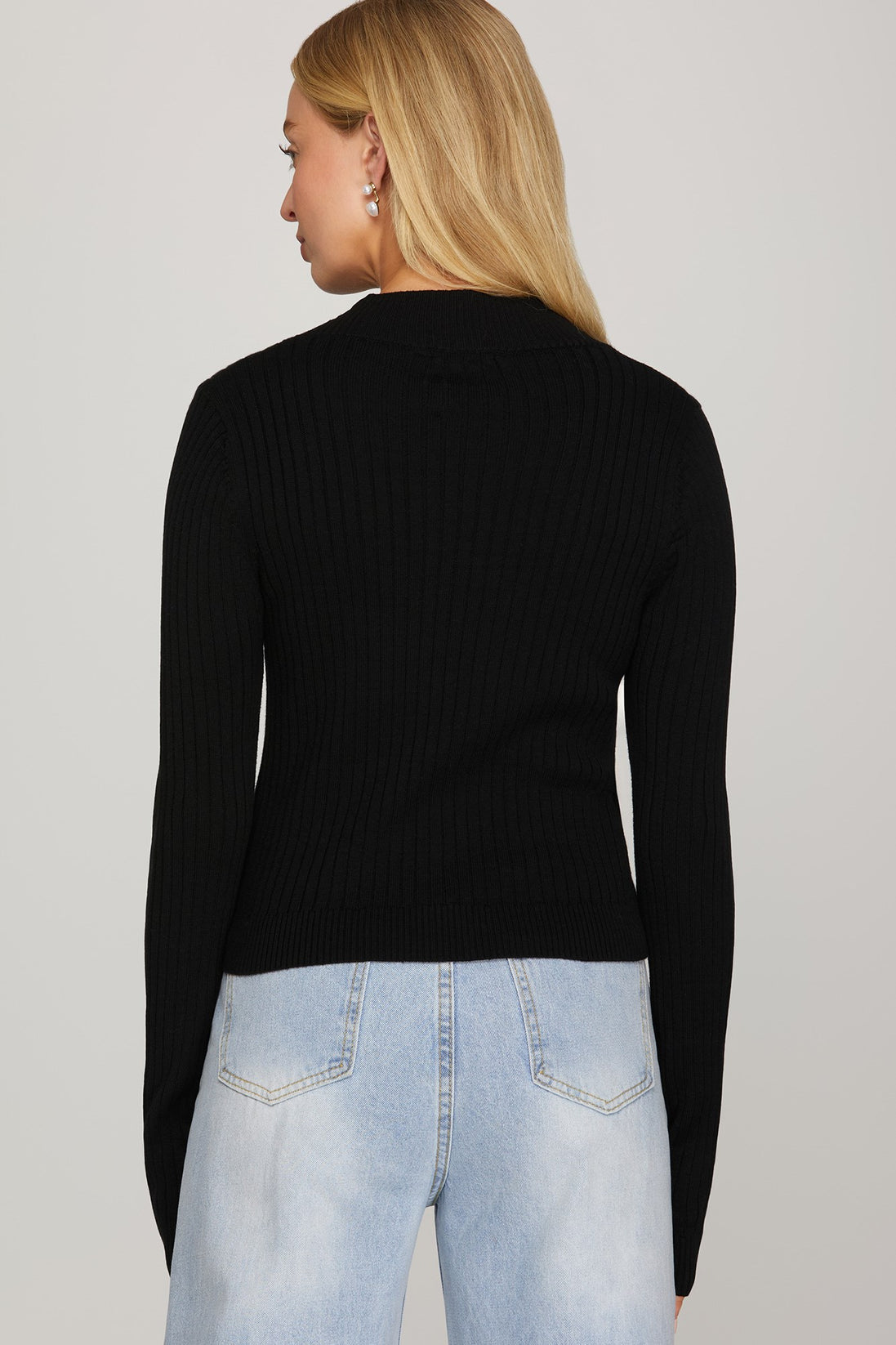 Ribbed Mock Neck Sweater Top