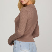 Ribbed Mock Neck Sweater Top