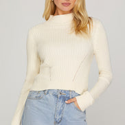 Ribbed Mock Neck Sweater Top