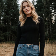 Ribbed Mock Neck Sweater Top