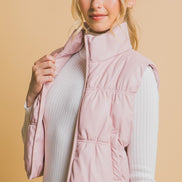 Faux Leather Puffer Vest