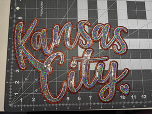 Kansas City - Red Outline with Silver Sequin X-Large Patch