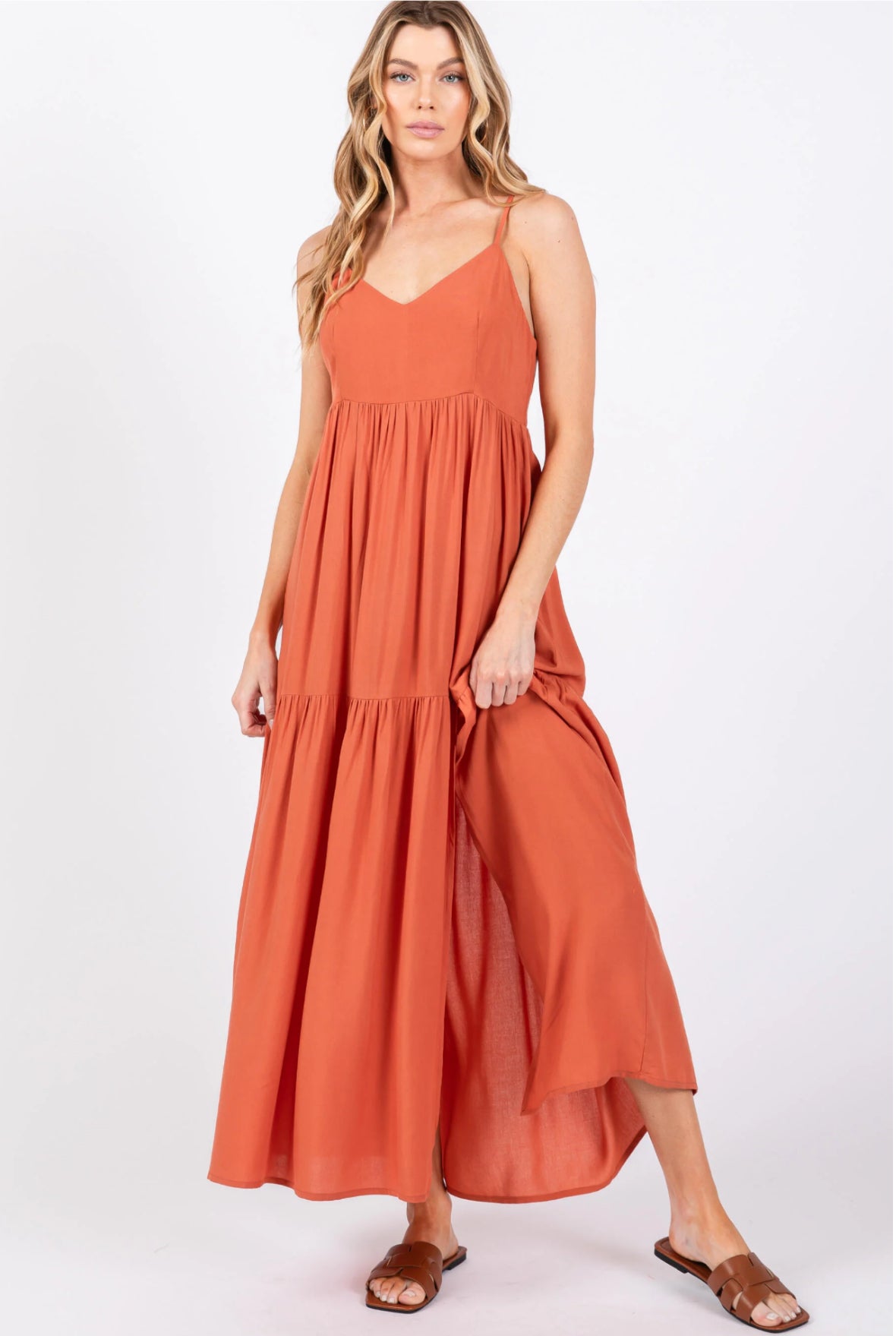 V-Neck Tiered Maxi Dress Medium
