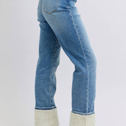 JUDY BLUE High Waisted Shearling Cuff Straight