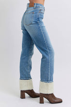 Load image into Gallery viewer, JUDY BLUE High Waisted Shearling Cuff Straight

