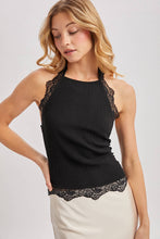 Load image into Gallery viewer, TEXTURED LACE TRIMMED HALTER TOP

