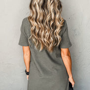 High Neck Cross Seam T-Shirt Dress