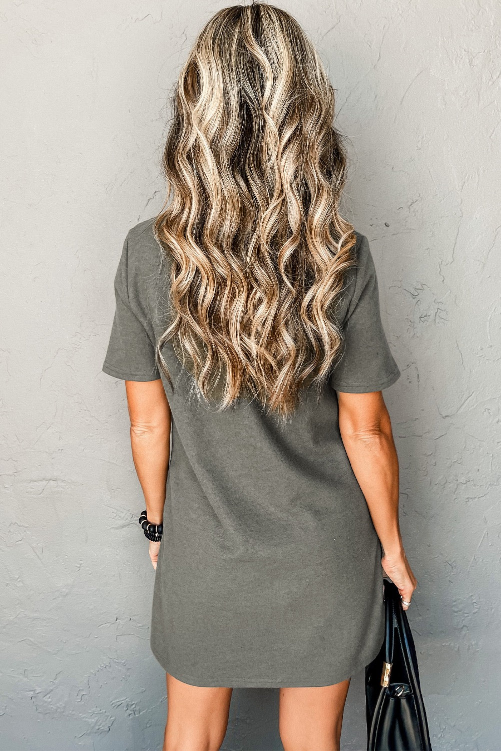 High Neck Cross Seam T-Shirt Dress