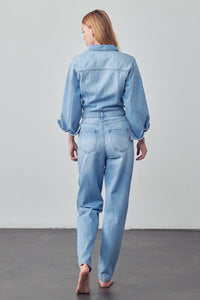 Long Sleeve Denim Jumpsuit