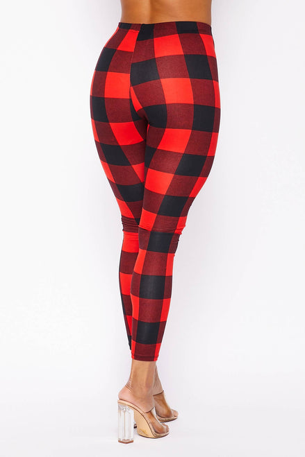 Women's Plaid Brushed Knit Leggings 5BP10082-PD