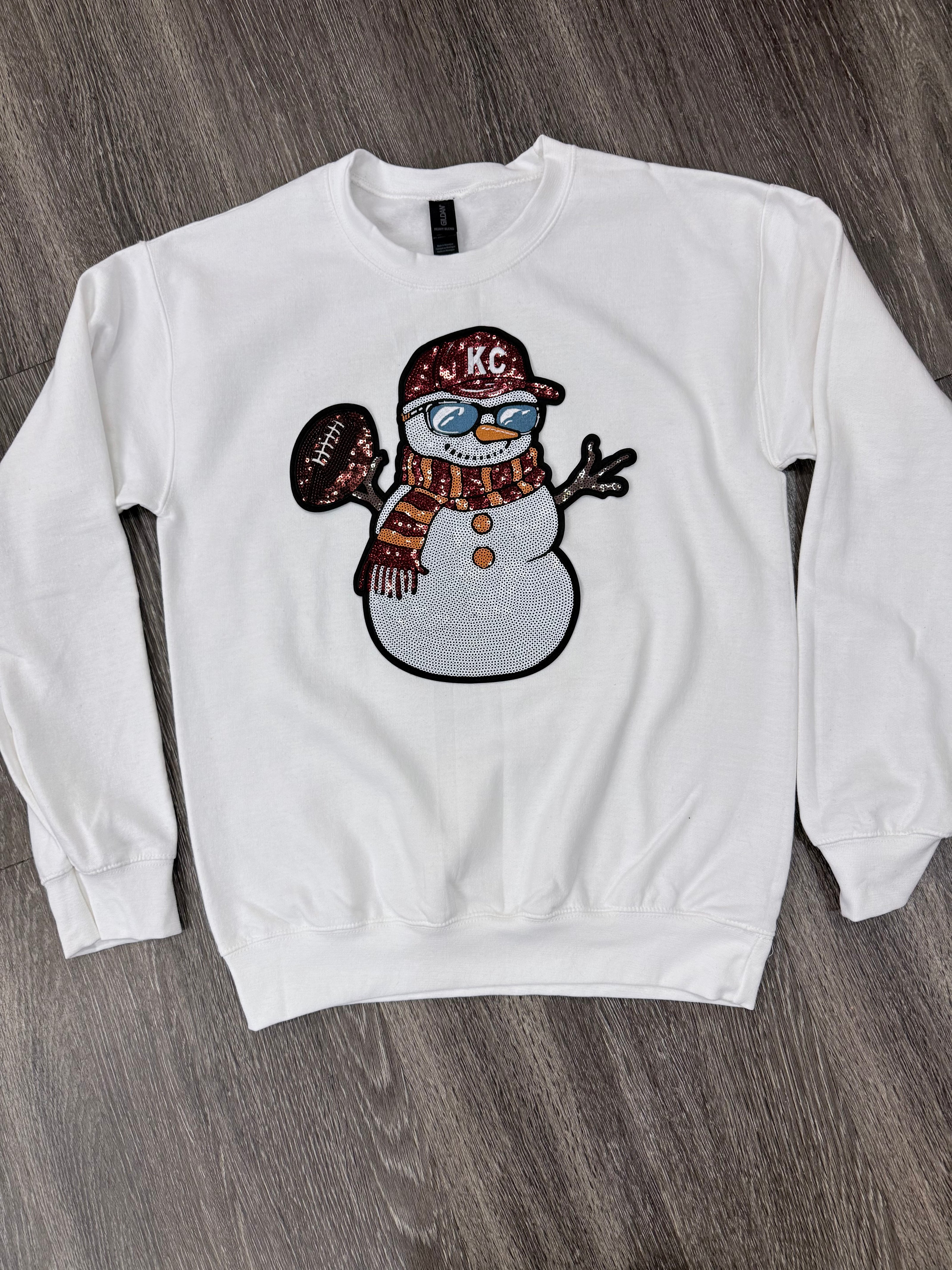 Sequin Holiday Snowman Chiefs Sweatshirt