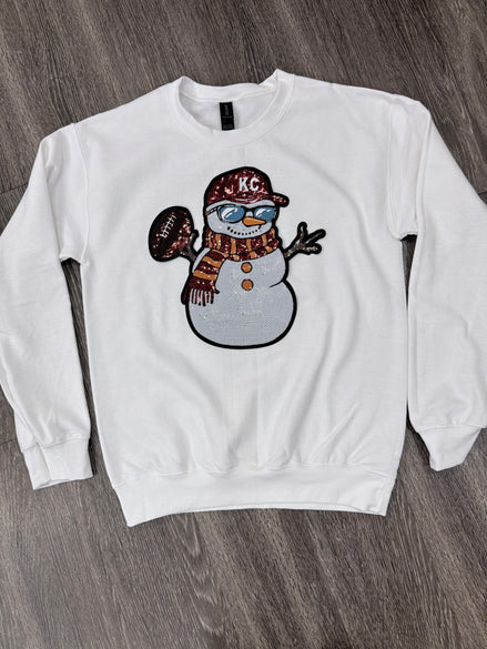 Sequin Holiday Snowman Chiefs Sweatshirt